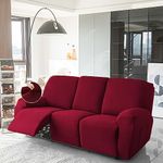 Hokipo 8-Pieces Super Stretch Recliner Sofa Cover 3 Seater Fully Covered Washable Furniture Protector, Burgundy (Ar-4742-Brgn) - Polyester