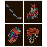 Summit Designs Hockey Bedroom Wall Art Decor Prints - Set of 4 (8x10) Inch Poster Photos - Kids Gift Idea