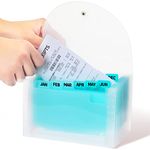 H4D Coupon Receipt Holder Organizer, 13 Pockets Accordian File Organizer Small Accordion File Folder, Mini Folder Plastic Wallet for Coupon Receipt Storage, 7x4.5 Inches (Teal)