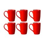 Femora Ceramic Coffee Mug - Set of 6 (360ml) Multi - Color Tea Cups, Stackable, Chip Resistant, Large Serving Coffee Cup, Ideal Coffee Mug for Gift - Red (Color May Vary)