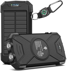 BLAVOR Banco de energía Solar Cargador Solar 10000mAh, Banco de energía USB C portátil con Panel Solar Qi Carga rápida inalámbrica Batería de Camping Cargadores solares para teléfono móvil
