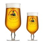 GarageBar | Birra Moretti Glass | Stemmed Chalice Beer Glass | Official Merchandise | Comes with 2x Beer Drip Mats (1, Combo - Pint & Half Pint)