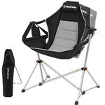 KingCamp Swinging Camping Chair for Adults Lightweight Folding Garden Chairs Recliner Relaxation Rocking Foldable Chair with Pillow and Cup Holder for Outdoor Picnic Traval