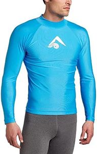 Kanu Surf Men's Long Sleeve Platinum UPF 50+ Rashguard Swim Tee, Aqua, Large