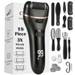 Premium Electric Foot Callus Remover Kit 18 Pieces for Feet Electric Foot Filer Dead Skin Remover for Feet Callous Remover Tool Electric Pedicure Electric Foot File Kit Luxurious (Onyx Black)