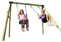 Plum Marmoset Wooden Garden Double Swing Set