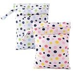 2Pcs Wet Dry Bags for Baby Cloth Diapers, Reusable Large Double Zipper Storage Bag Washable Beach Pool Yoga Gym Bag for Toiletries Swimsuits Wet Clothes(as Shown)