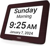 Robin Clock 2024 with Day and Date for Elderly, Clocks for Seniors, Dementia Clock, Digital Calendar Clock Elderly, Bedside Clocks Seniors, Alzheimers Products, Dementia Clocks Extra Large, Mahogany