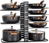 Geo Fashion Pots and Pans Organizer : Rack under Cabinet, 8-Tier Kitchen Cabinet Organizers and Storage, Light-Duty Adjustable Pot Racks, Pan Organizers inside Cabinet