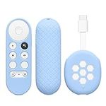 kwmobile Remote Cover Set Compatible with Google Chromecast 2020 4K (not for New-Generation) - Remote and Device Case 2 Piece Set - Light Blue/Light Blue