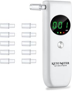 Ketosis Breath Analyzer [New Upgraded] Professional Ketone Breath Meter Digital Ketosis Breath Tester for Keto Diet Testing with 10 Reusable Mouthpieces - White