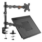 Redbat Monitor and Laptop Stand for 13-32 inch LCD LED Screens, Adjustable Monitor Mount with Laptop Tray Up to 16 inch Laptop/Notebook, Laptop Arm with VESA 75/100mm, 2 Mounting Options