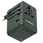 Ambrane 45W Universal Charger Adapter, Supports Laptop Charging: MacBook & Type C Laptop, 3X, 1x USB, 2500W AC Socket, International Worldwide Travel Adapter, PD Charging (ATA-04, Green)
