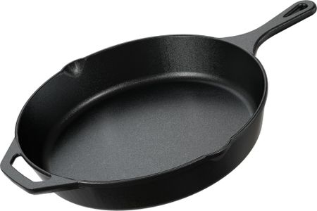 KICHLY 12" Cast Iron Skillet Frying Pan – Pre-Seasoned, Dual Handles, Induction Compatible