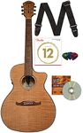 Fender FA-345CE Auditorium - Natural Bundle with Strings, Strap, Picks, and DVD