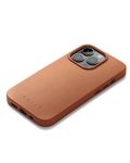 Mujjo Leather Phone Case - Fits iPhone 14 Pro - MagSafe Compatible - Premium European Leather - Enhanced Phone & Camera Lens Protection - Dark Tan