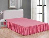 Sheets & Beyond Wrap Around Solid Microfiber Luxury Hotel Quality Fabric Bedroom Gathered Ruffled Bedding Bed Skirt 14 Inch Drop (King, Pink)