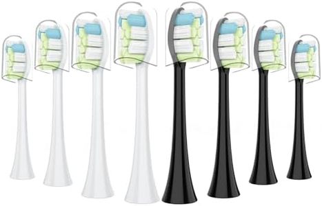 FIRIK Replacement Toothbrush Heads Compatible with Philips Sonicare, Premium Brush Head, Toothbrush Heads with Hygiene Cover White Black Regular Size 8 Pack