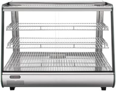 34 Inch Commercial Countertop Food Warmer, 3-Tier Adjustable Pastry Display Case with LED Lighting and Temperature Control, Pizza Warmer for Buffet, Coffee Shop, Restaurant