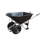 Pro-Yard Dual Wheel Wheelbarrow - 8 cu.ft. Poly Tray, Steel Handle, Black