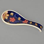 StyleMyWay Hand Painted Ceramic Spoon Rest (Blue, Length - 22 cm, Width - 9 cm)