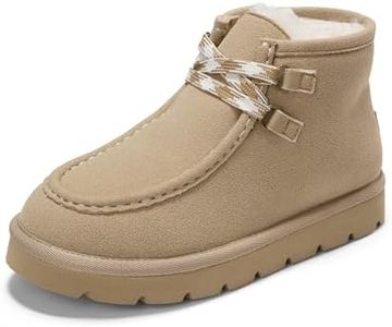 PATPAT Toddler Boys Girls Ankle Boots Size 10 Sand Faux Fur Lined Side Zipper Snow Boots Girls Warm Shoes Boys Winter Shoes Warm Footwear Slip On