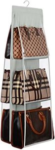 Lirex Medium and Large Handbag Hanging Purse Organizer for Closet, Handbag Storage Organizer Hanger Oxford Cloth Closet Organizer for Family Closet Bedroom, Foldable and Universal Fit, Grey