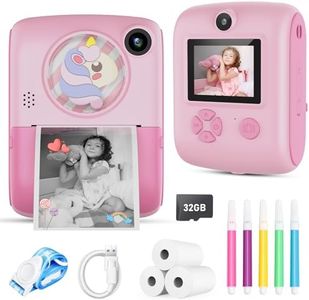 Kids Camera, Instant Print Camera for 3-12 Year Old Girls, Digital Selfie Camera for Kids Children Camera Toys with 32GB Card 1080P, Christmas Birthday Gifts for Age 3 4 5 6 7 8 9 Years Old Girls