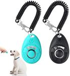 huiyoujiu 2pcs Dog Clicker - Pet Training Clicker, Button Effective Behavioral Training Tool, Puppy Clicker Training Kit with Wrist Strap and Clasp for Dog, Cat, Bird, Horse (Blue, Black)