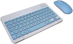 Rechargeable Bluetooth Keyboard and Mouse Combo, Ultra-Slim Portable Wireless Mouse Keyboard Set for Android Windows Tablet Cellphone iPad Pro Air Mini, iPad OS/iOS 13 and Above (10inch,Blue)