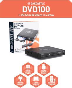 Oakcastle Compact DVD Player – Portable, USB Playback