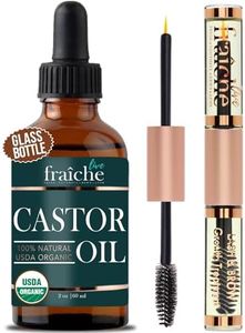 Castor Oil (2oz) + Filled Mascara Tube USDA Certified Organic, 100% Pure, Cold Pressed, Hexane Free by Live Fraiche. Stimulate Growth for Eyelashes, Eyebrows, Hair. Lash Growth Serum. Brow Treatment