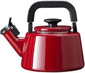 Forchetto Moderno Rosso Tea Kettle Red 2.1L Enamel Kettle with Whistle, Wine Red Kettle Gas Induction Whistling Kettle