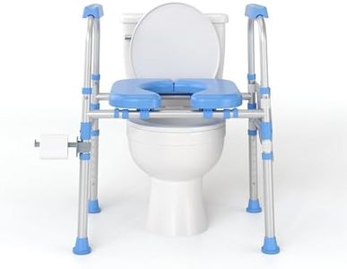 Heavy Duty Toilet Seat Riser for Seniors, Anti-Wobble Standalone Raised Toilet Seat with Handles, Adjustable Padded Commode Safety Frame for Bariatric, Handicap & Surgery Recovery