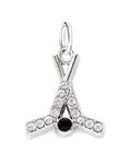 LaBenie Dangle Hockey Sticks and Ball Charm Bead, Silver Rhinestone