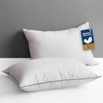 DWR Goose Feather Down Pillow for Sleeping 2 Pack, Queen Size Organic Cotton Hotel-Style Bed Pillow Inserts, Soft Medium Pillow for Stomach and Back Sleeper (20x30, Set of 2)