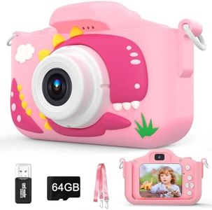 Kids Camera Toys for 3-8 Year Old Girls, 48MP Dual Lens 1080P Toddler Camera for Kids with 64GB SD Card, Kids Digital Video Camcorder Camera, Kids Selfie Camera Christmas Birthday Gifts