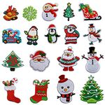 Christmas Sew-on & Iron-on Patch 18 Pcs Santa Snowman Tree Christmas Garland Embroidered Iron on Patches Appliques Decorative Repair Patches DIY Sew on Patches for Jeans Clothing