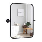 Tangkula 30 x 22 Inch Pivot Wall-Mounted Mirror, Tilting Bathroom Mirror w/Shatter-Proof Film, Wall Brackets, Framed Wall Mounted Mirror for Bathroom, Living Room (Black, 30 x 22 Inch)