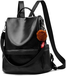 ECOTISH Sac à Dos Femme Anti-vol Sacs À Bandoulière PU cuir Sac a dos D'école Étanche (Noir)
