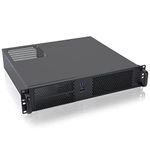 RackChoice 2U Micro ATX Compact Rackmount 2 x 5.25 Chassis Support ATX PS2 PSU with 120mm Fan on top