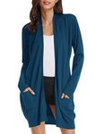 GRACE KARIN Plus Size Knit Cardigans Open Front Pockets Sweaters(2XL,Cerulean)