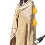 Portable Heating Blanket For Camping,Heated Blanket Battery Operated USB,Pillowcase Heated Blanket Plush Throw Blanket,Flannel Blanket,3 Heat Controller Christmas Warm Gift 140x80cm(Color:yellow)