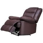 Hamlody Recliner Armchair Padded Seat Single Sofa Lounge Seating Manual Adjustable Legrest and Reclining PU Leather Couch Chair for Living Room Bedroom Home Theater Cafe (Brown, Large)