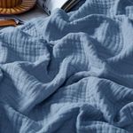 PHF 100% Cotton Muslin Blanket King Size 108" x 90", 4-Layer Lightweight and Breathable Blanket for Summer, Luxuriously Soft Gauze Blanket for Couch Bed, Prussian Blue