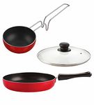 Nirlon Non-Stick Aluminium Cookware Set, Dishwasher Safe -3 Pieces (Fry Pan|Vagariya|1 Glass Lid)