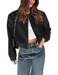 Baonmy Womens Cropped Bomber Jacket Button Down Varsity Jackets Y2k Jacket Shackets Fall Fashion Jackets Outfits with Pockets