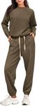 PRETTYGARDEN Women's 2 Piece Tracksuit Outfits Casual Long Sleeve Top High Waisted Sweatpants Lounge Jogger Set (Army Green,Medium)