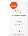 LELO HEX Original Ultra Thin Condoms with Increased Strength, Male Condom, Lubricated Condoms for Men, 2.12-Inch/54 mm Diameter (12 Pack)