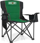 Overmont Oversized Folding Camping Chair - 450lbs Support with Padded Cushion Cooler Pockets - Heavy Duty Collapsible Chairs for Sports Garden Beach Fishing Green